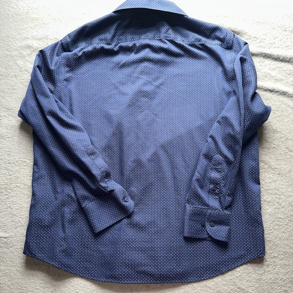 UNTUCKit Rigby Mens XL Wrinkle Free Cotton Long Sleeve Button Down Shirt Navy - Picture 12 of 12
